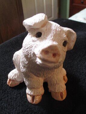 Vintage Stone Critters Pig Figurine 1984